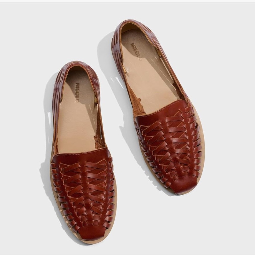 NISOLO Men's Huarache Brown Leather Sandals Slip on Made in Peru NEW - Picture 3 of 12